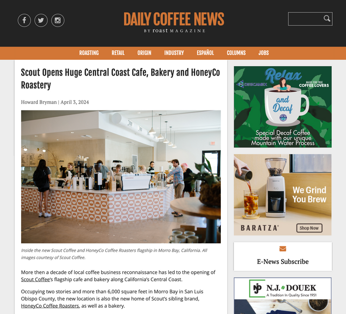 Daily Coffee News - New Scout Morro Bay