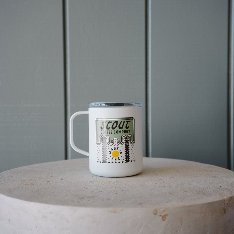 Scout Camp Mug in White - Yellow Sun