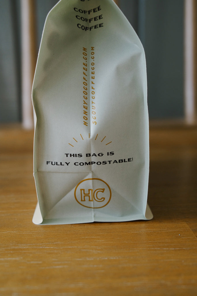 HoneyCo Coffee compostable packaging