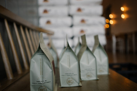 HoneyCo bags on the counter