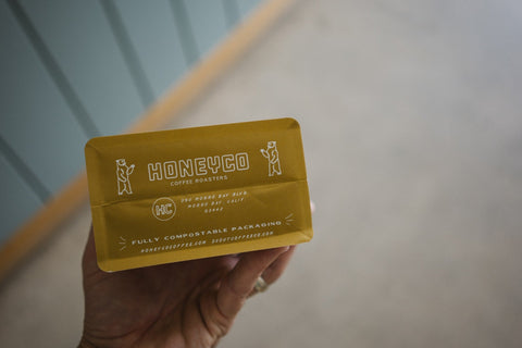 Detail of the compostable pouch and seal