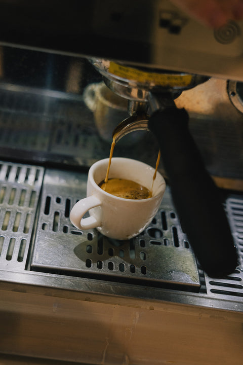 Pulling espresso at the bar