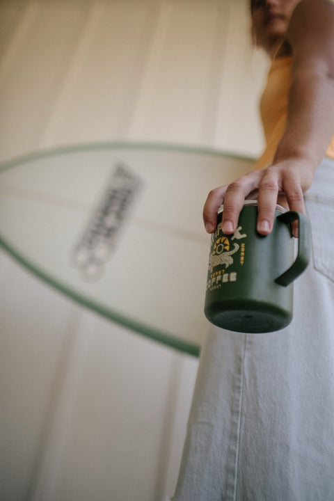 Moss Green Happy Coffee Camp Mug