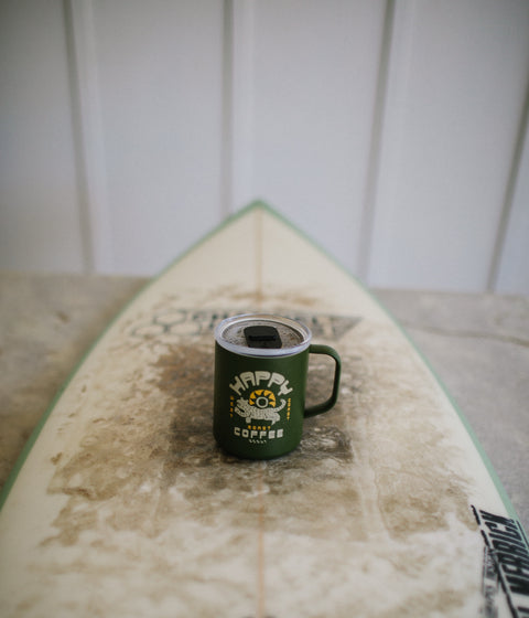 Moss Green Happy Coffee Camp Mug