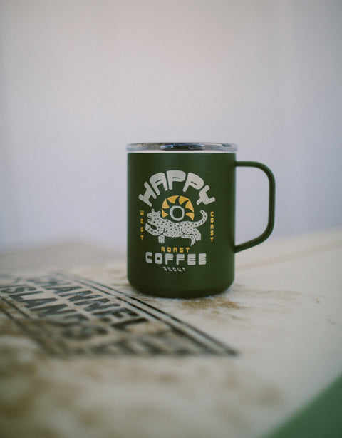 Moss Green Happy Coffee Camp Mug